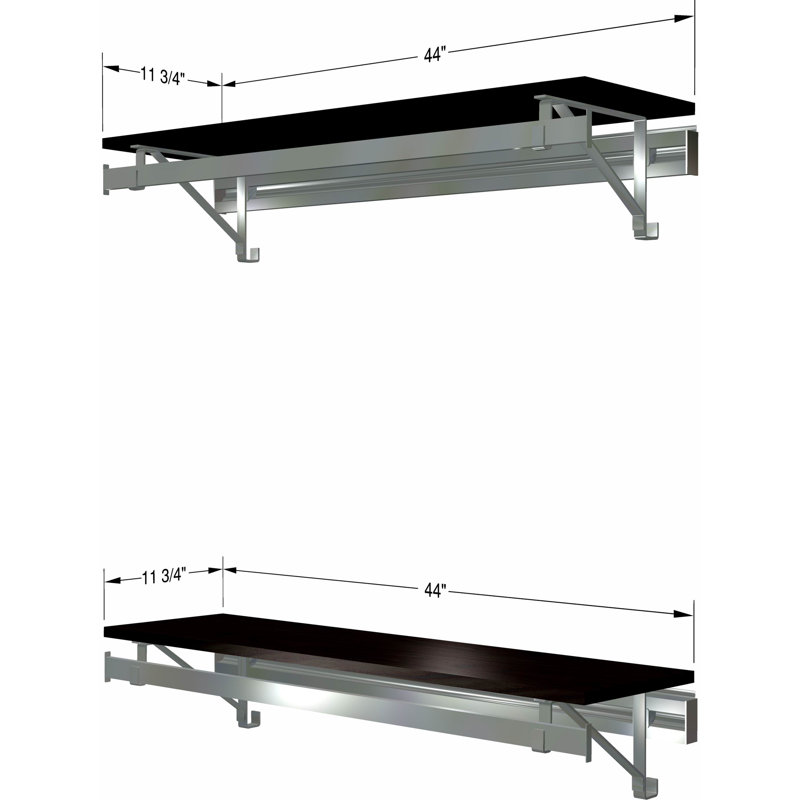 Système d'organisation avec barres à vêtements et deux tablettes, Espresso, H 8,5 po x l 44 po x P 11,75 po