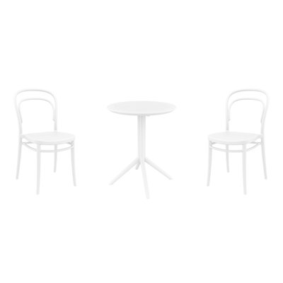 Farrah 24'' Round 2 - Person Bistro Set with Rounded Stacking Chairs