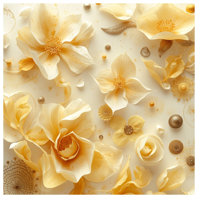 Golden Paper Flowers Comforter, Twin