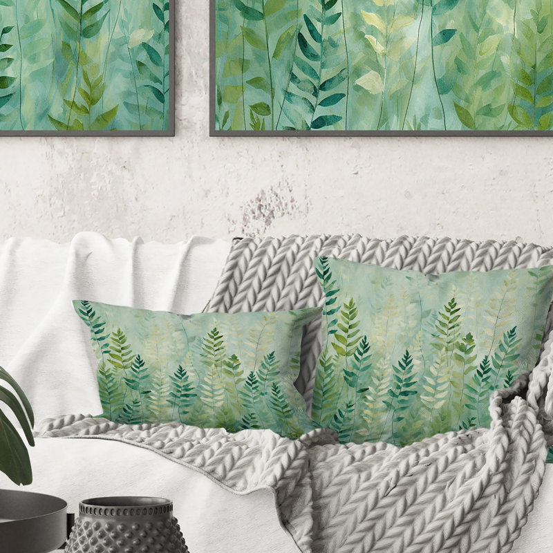 Coussin Green Green Serene Ferns III - Abstract Botanicals