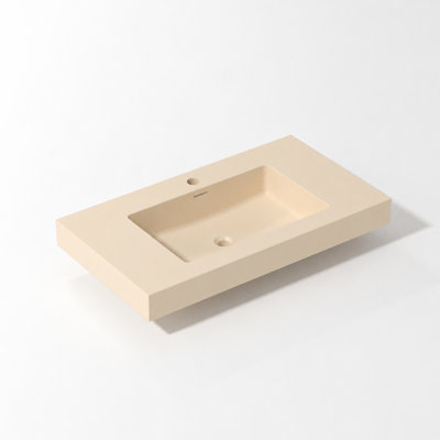 Lavabo de salle de bain mural en résine 36 po. Blanc