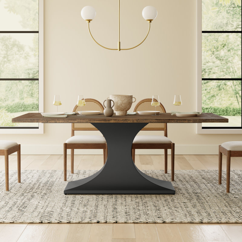Amboise Rectangular with Iron Base Dining Table, Brown
