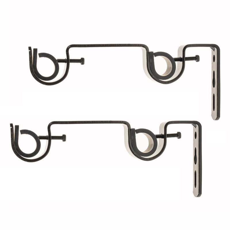Adaptable Double Curtain Rod Mounting Bracket (pair), Black
