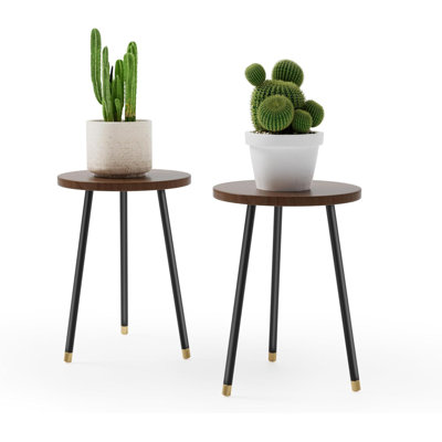 Corner 16 Inch Plant Stand, Mid Century Modern Decor Small Table Plant Stand For Indoor Plants(2 Packs)