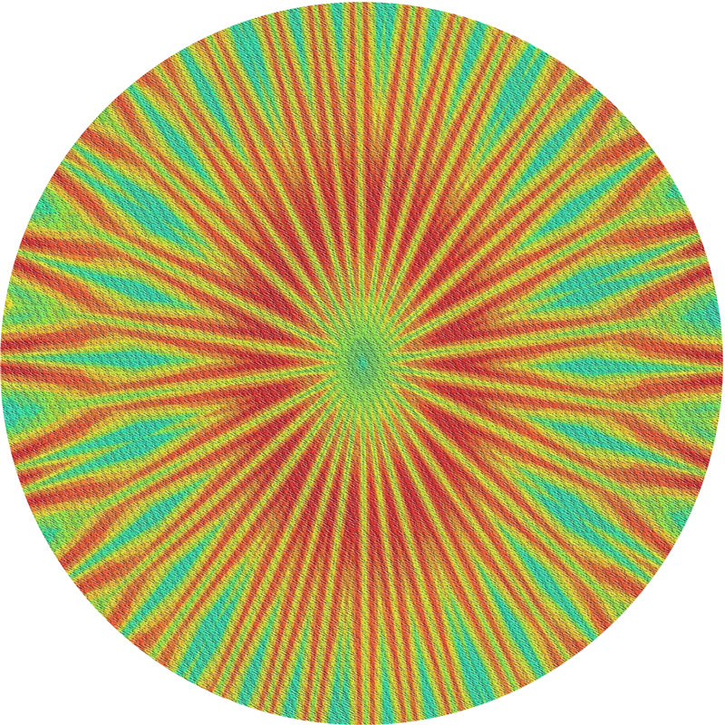 Tapis vert/orange tissé à la machine, Rond 5 pi