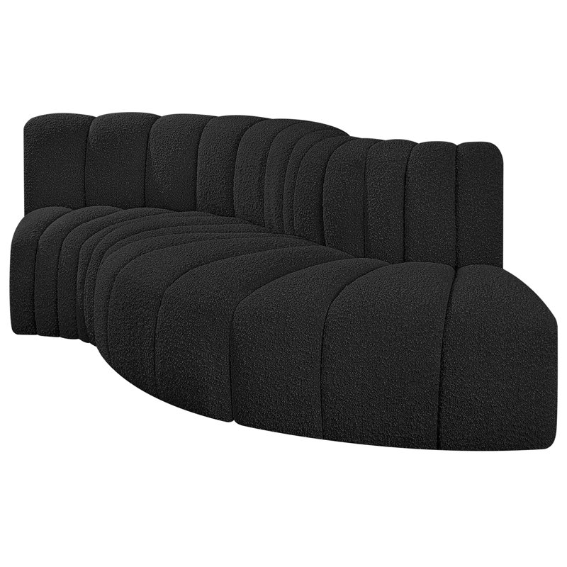 Houssam Upholstered Curved Sectional Reversible, Black Boucle Fabric