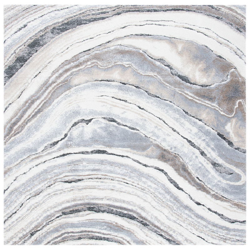 Tapis ivoire / gris Makenna, Carré 6 pi 7 po