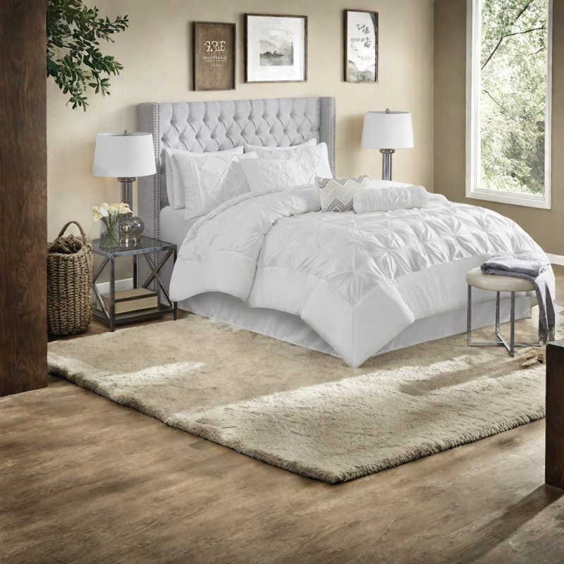 Ensemble de literie élégant 7 pièces, doux capitonné en polyester pour la chambre à coucher