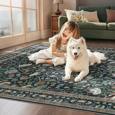 Tapis floral antidérapant lavable à l'intérieur