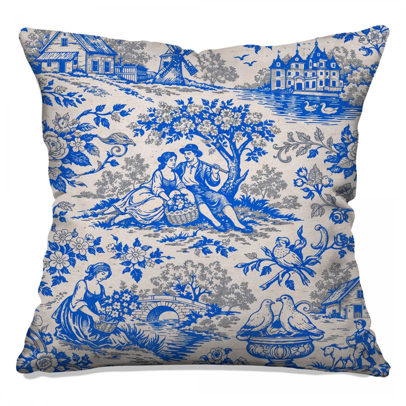 Coussins décoratifs Blue Toile, 14 x 14 inches
