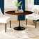Denzer Round Solid Wood Top Metal Base Dining Table