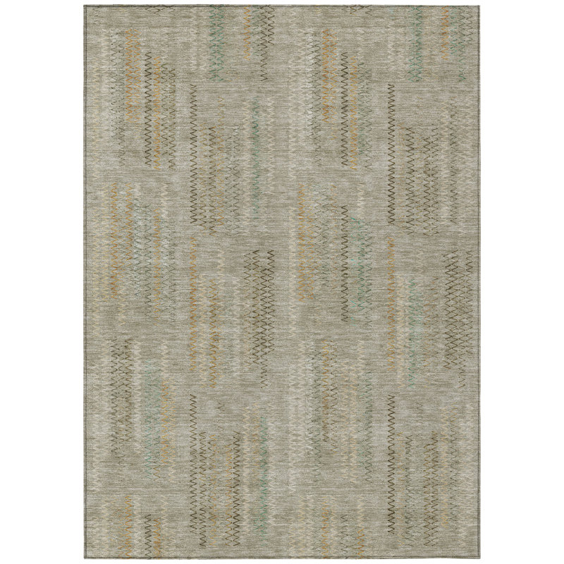 Machine Washable Indoor/Outdoor Chantille ACN2887 Modern Rug, 5' x 7'6", Khaki