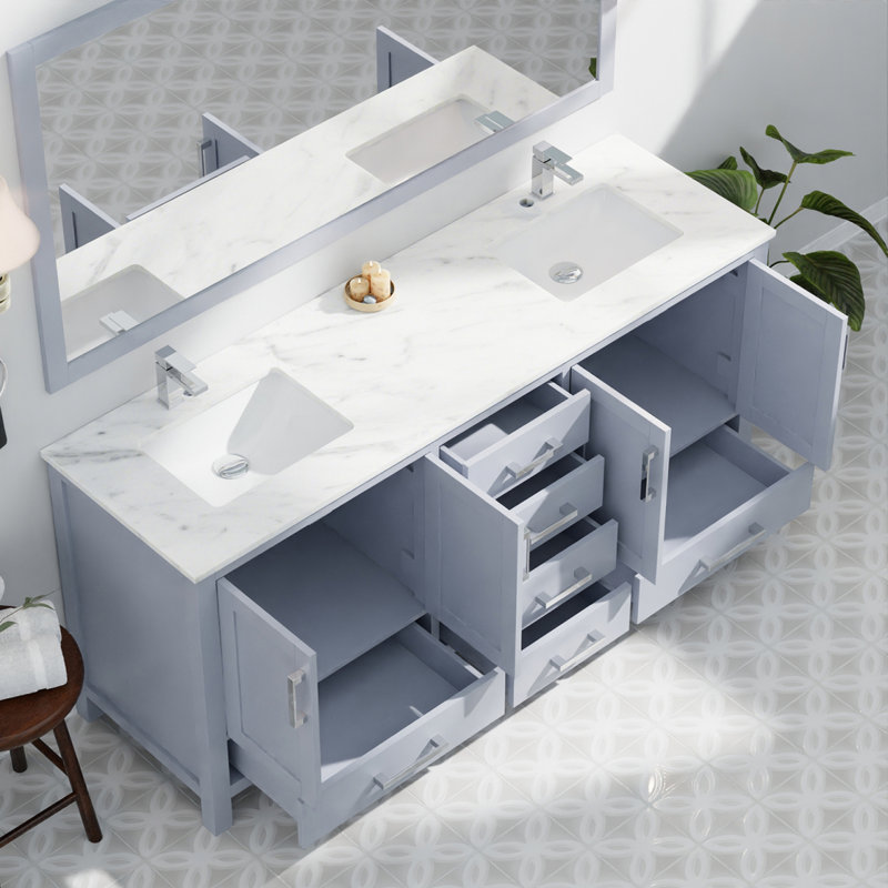 Meuble-lavabo double gris foncé de 72 po X P 22 po D, Gris foncé
