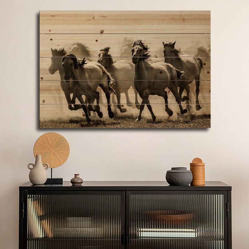 Impression sur bois en bois - Cheval par Heidi Bartsch, H 18 po x l 26 po
