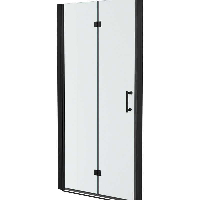 Fold Shower Door 30"W X 72"H, Matte Black. 1/4" Thick Tempered Glass. Water-, Space, Adjustable Bathroom Entrance Isolation Barrier Black 72"H Door. Interior Partition