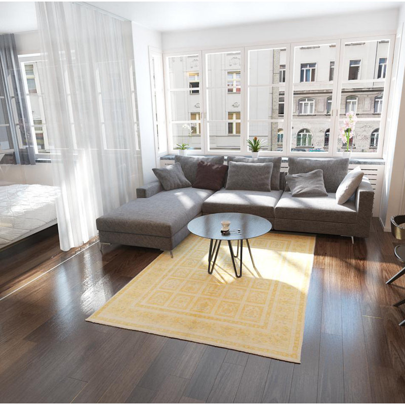 Tapis de zone en laine noué la 5 pi 7 po x 8 pi 3 po one-of-kind Denver