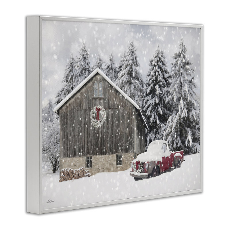 Scène de ferme enneigée, art giclée par Lori Deiter, H 11 po x l 14 po, Estampe numérique encadrée blanc bord de mer