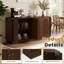 Buffet avec rangement, armoire de rangement arquée cannelée avec tablettes réglables, bar à café modulaire en bois, console moderne pour le salon, la cuisine, la salle à manger, l'entrée, brun-1511643656