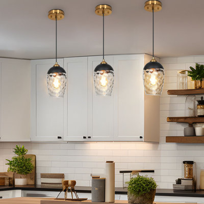 Luminaire suspendu pour îlot de cuisine 1 lumière Hanshelmut (1 ensemble)