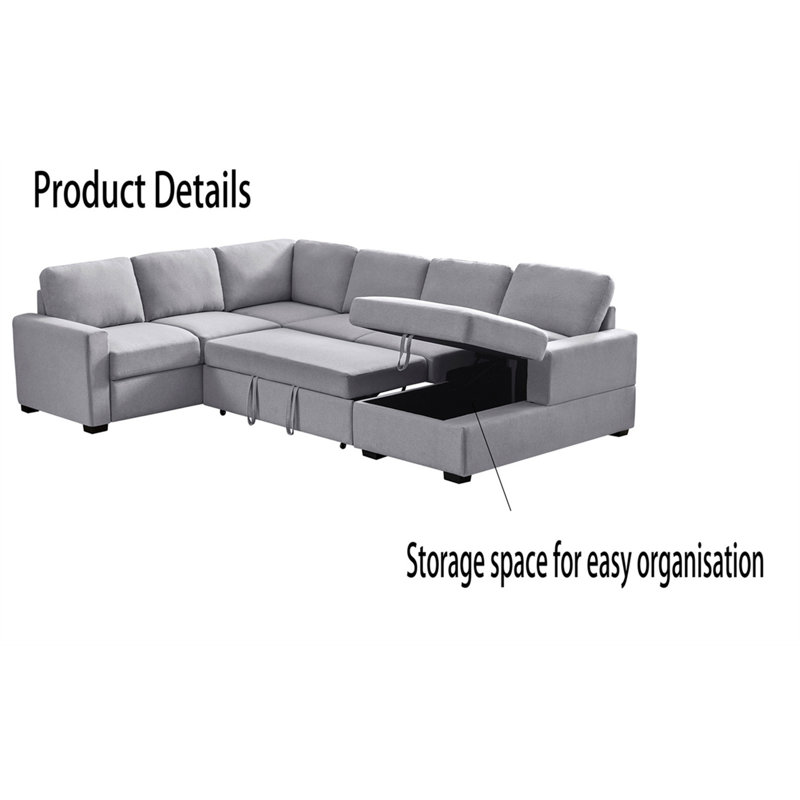 Canapé modulaire de rangement gris foncé, Lin gris pâle