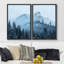 Hiver, neige, neige, montagne, forêt, paysage naturel, impression sur toile, 2 pièces-92285324-92285320