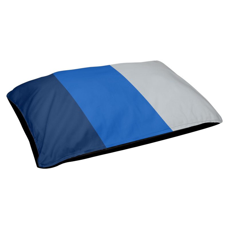 Coussin Designer, Petit (L 18 po x l 28 po), Bleu marine / bleu royal / argent