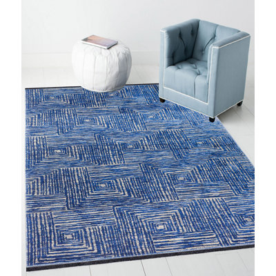 Tapis bleu en polyester / chenille tissé à la machine Passabe
