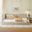 Structure de lit de jour double rembourrée pleine grandeur - beige, velours