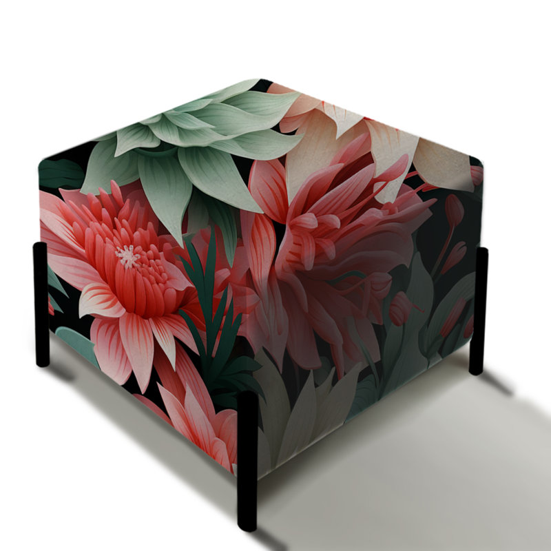 Tropic corail motif tropical - repose-pieds carré tropical