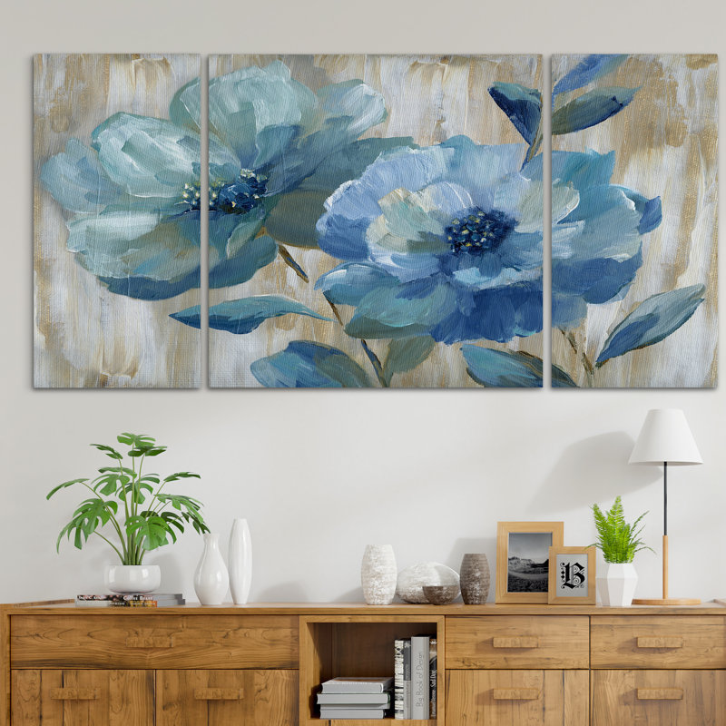 Blue duo-reproduction d’art sur toile, H 32 po x l 64 po x P 1,5 po