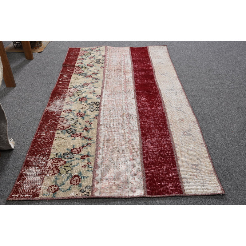 Tapis Aztec, tapis rétro, tapis turc, petits tapis de 2,5 pi x 4,6 pi, tapis froids rouges, tapis de cuisine, tapis de sol