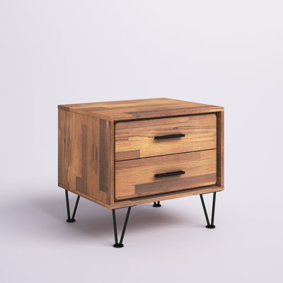 Maibritt 2-Drawer Nightstand with Metal Legs
