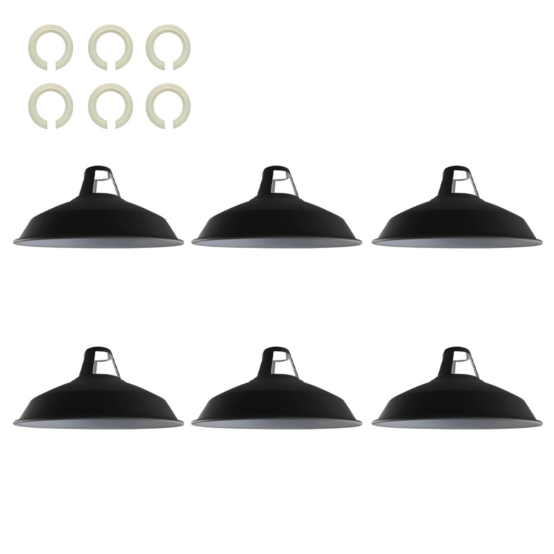 Schwarze Innere Weiße 6Er-Pack Lampenschirme Aus Metall Im Modernen Retro-Stil, Antike Schirme Für Deckenleuchten, Lampe...