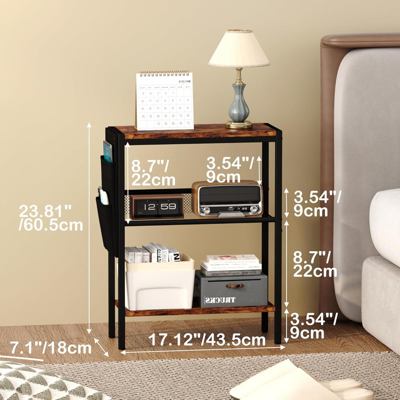 Alket Side Table with Storage, Brown