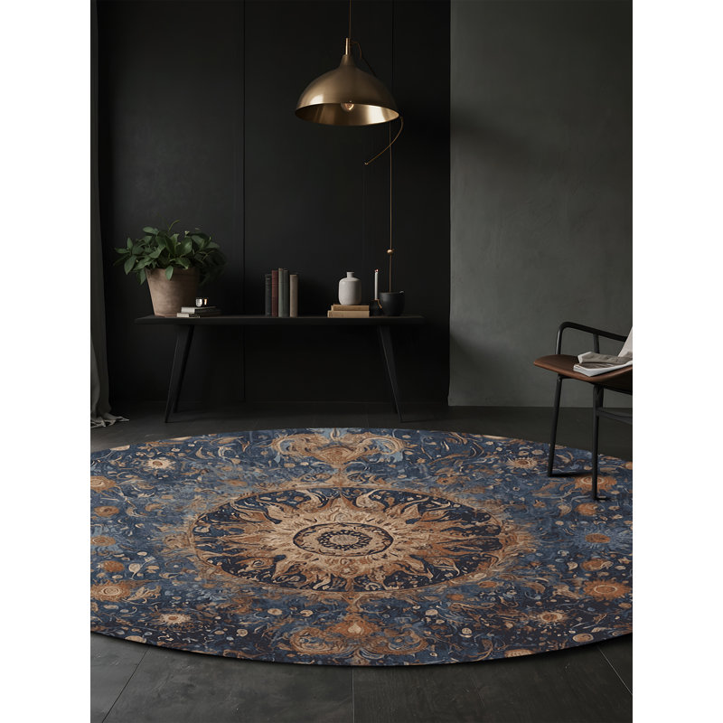 Machine Washable Purple Area Rug, Round 5'