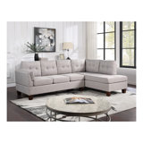 Dalia 97" Light Grey Linen Modern Sectional Sofa with Right Facing Chaise