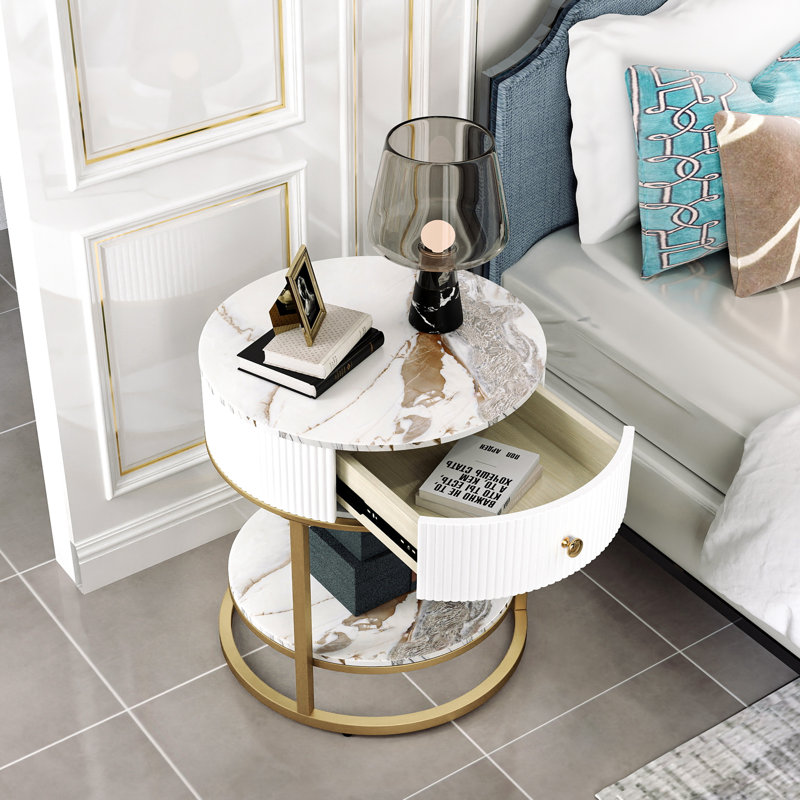 Frame End Table, Gold, Calacatta Gold/Gold