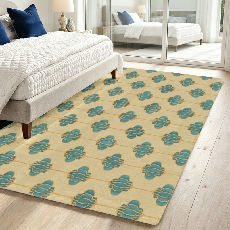 Soft Geometric Pattern Rug, Area for Living Room, Bedroom, Non-Slip Washable Floor Mat, Indoor Home Decor Rugs