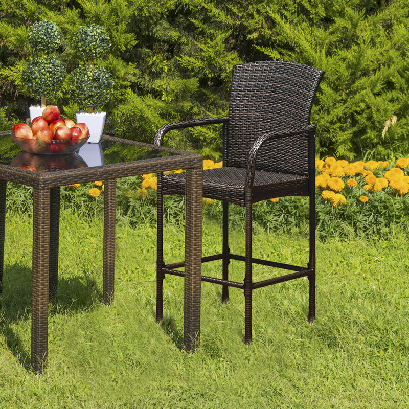 Tabouret de bar pour terrasse 47" d’extérieur Ganey, Brun
