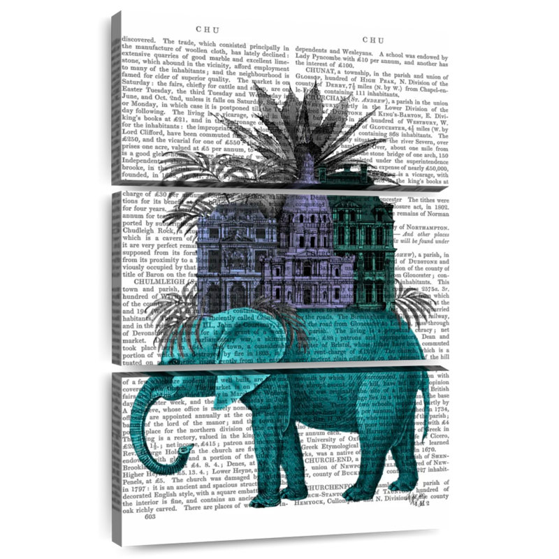 Brampt éléphant et citadelle I, H 38 po x l 24 po