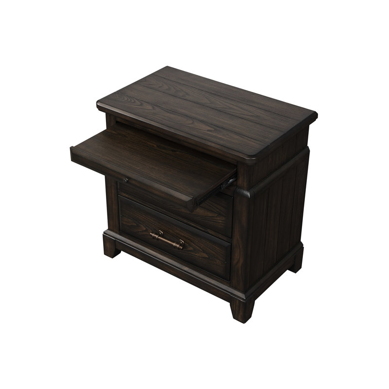 Table de chevet 2 tiroirs en bois massif avec rangement 28,07 po Option haute