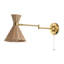 Applique murale à bras pivotant à DEL en métal et en rotin 1 lumière Mid-Century Acacio 25 po avec chaînette Acacio-1441879952