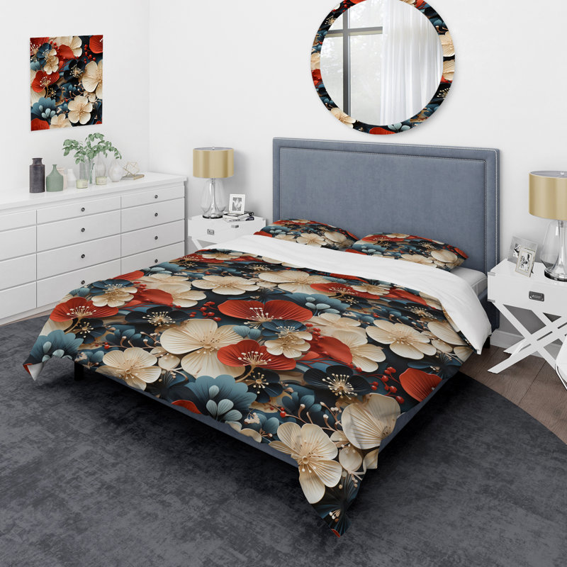 Ensemble de housse de couette Oriental, Housse de couette pour grand lit et 2 taies décor