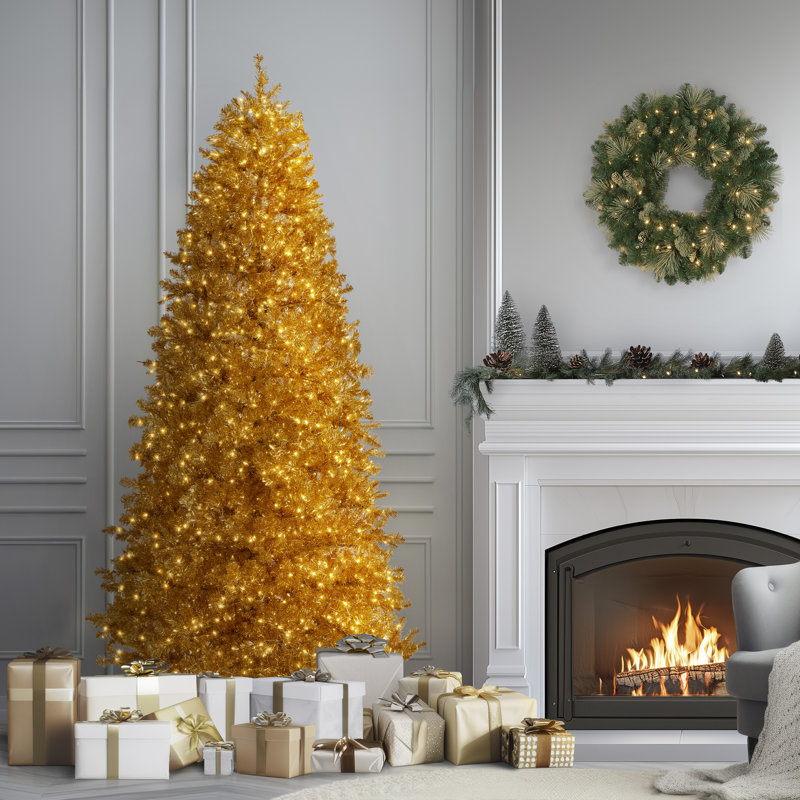 9 Ft. Pre-Lit Christmas True Gold Metallic Tree, 9 Ft