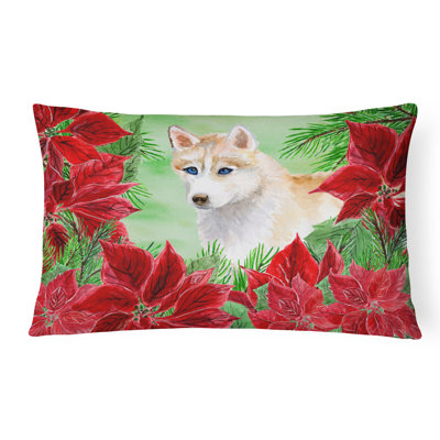  Coussin intérieur / extérieur Siberian Husky Poinsettias