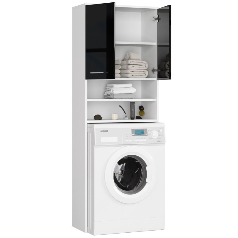 Elfgund Bathroom Cabinet, White/Black Gloss