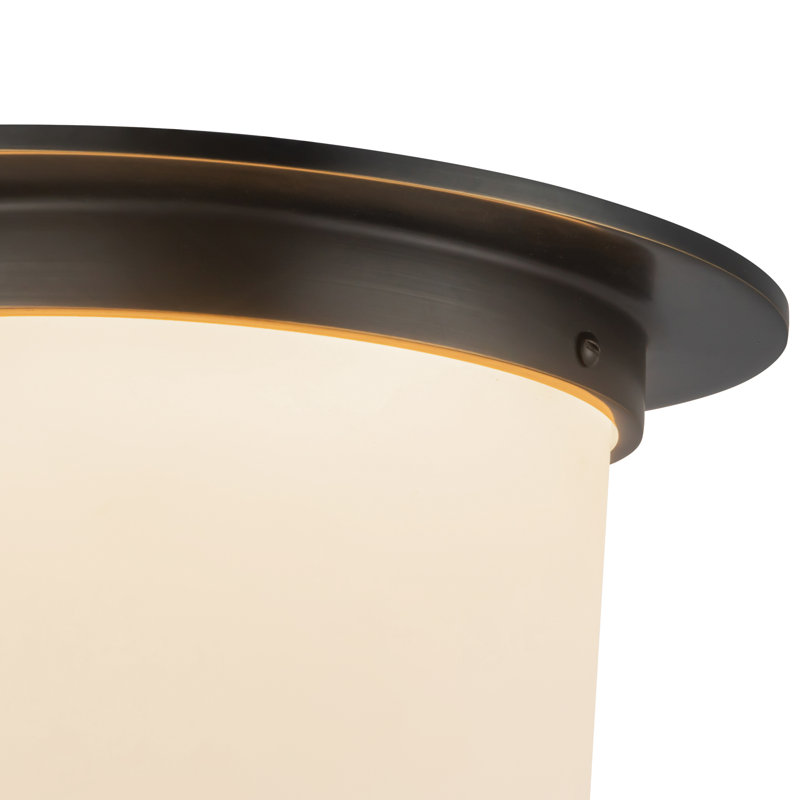 Mineral 11-in Brass Flush Mount, Oil Rubbed Bronze, Opal Glass