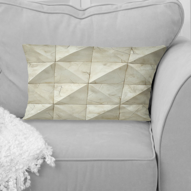 Coussin lombaire ivoire Midcentury Triangle Patterns II - Midcentury