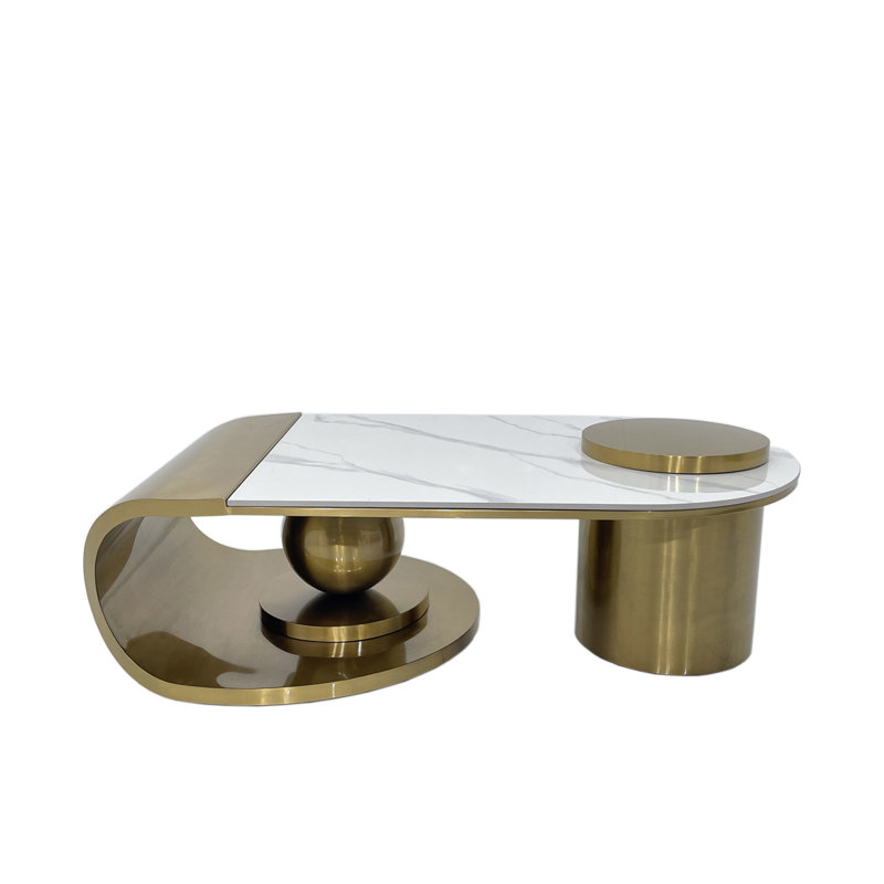 Sintered Stone Coffee Table, Matte Gold Base