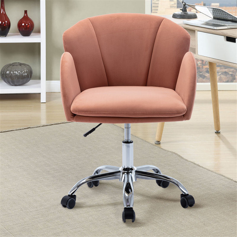 Cescily Velvet Task Chair, Passion Pink